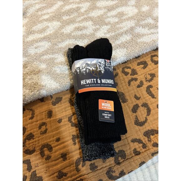 Hewitt & Munroe Wool Blend Boot Socks 8-12 Men’s Black 2 pairs - Picture 1 of 4